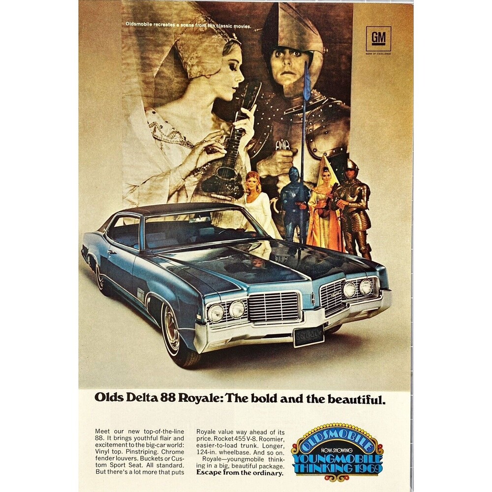 Oldsmobile Delta 88 Royale "Movie Classic Recreation" Vintage Print Ad 1969